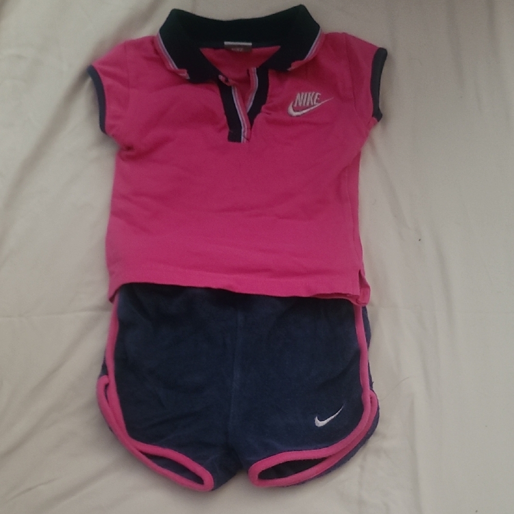 Nike Kids Pink Polo and Navy Shorts Set